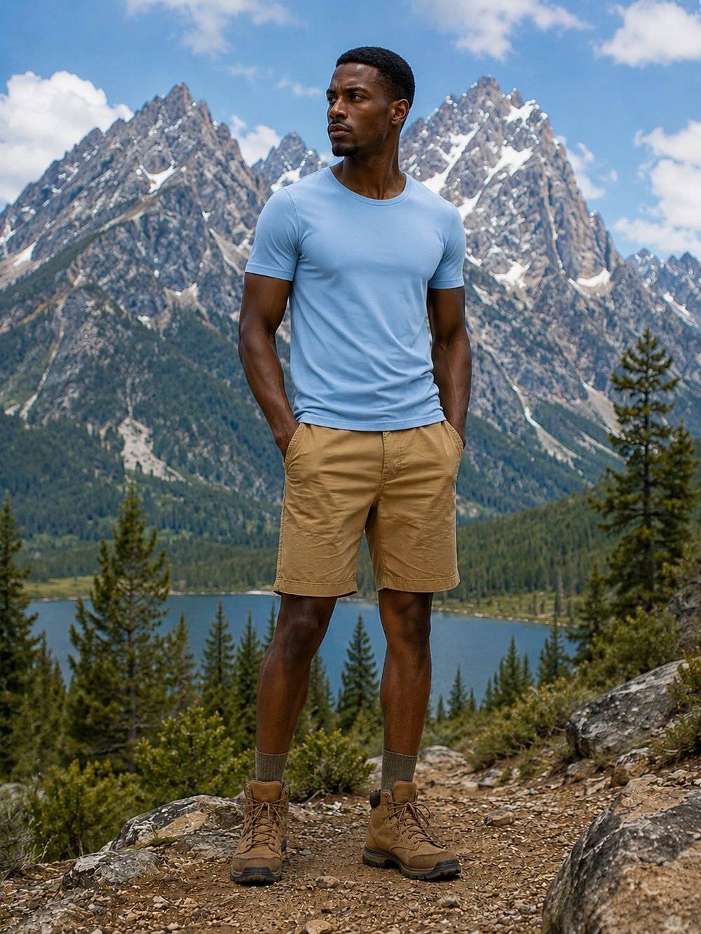 Columbia Men's Khaki Flat-Front Casual Shorts - Picture 3 of 9